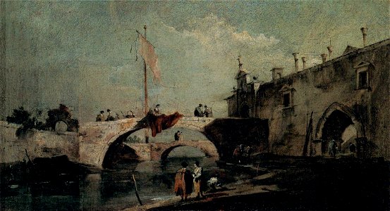 Francesco Guardi - Town with a Bridge - WGA10828
