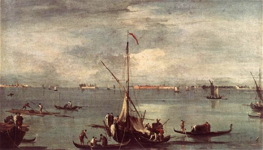 Francesco Guardi - The Lagoon with Boats, Gondolas, and Rafts - WGA10835