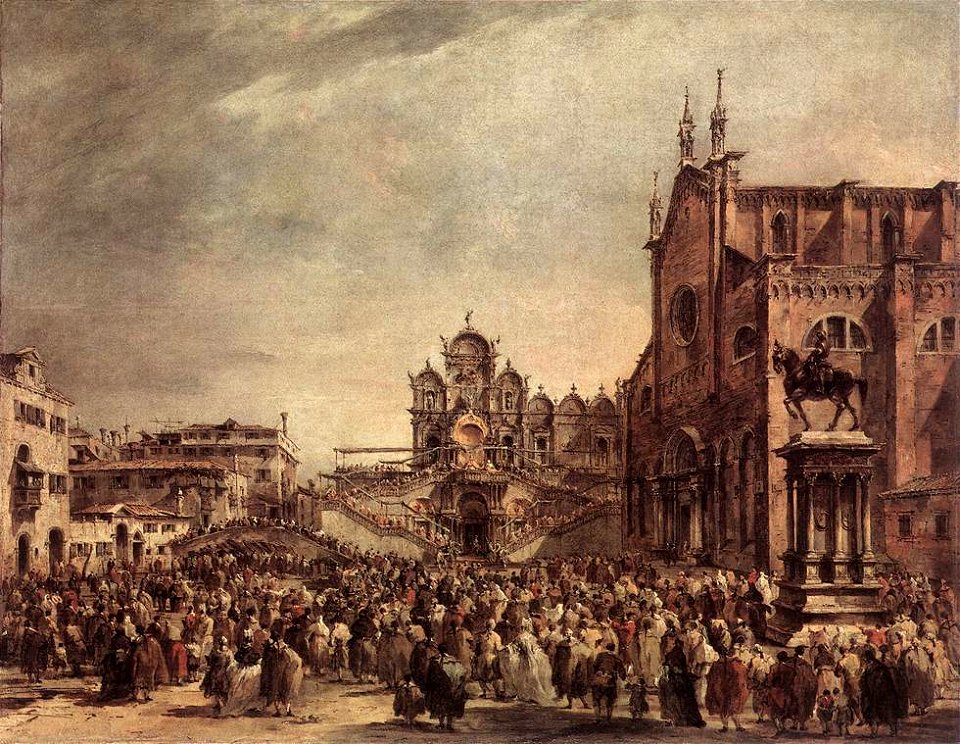 Francesco Guardi - Pope Pius VI Blessing the People on Campo Santi Giovanni e Paolo - WGA10878