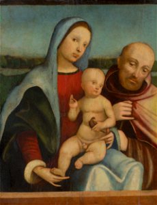 Francesco Francia – dielňa autora, - Madona s dieťaťom a svätým Františkom z Assisi - O 1451 - Slovak National Gallery