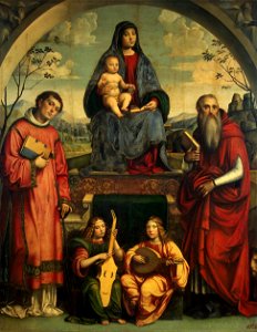 Francesco Francia - Madonna and Child with Sts Lawrence and Jerome - WGA08175. Free illustration for personal and commercial use.