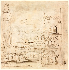 Francesco Guardi (Italian, 1712-1793) - Piazza San Marco with Doges' Palace - 1939.665.b - Cleveland Museum of Art