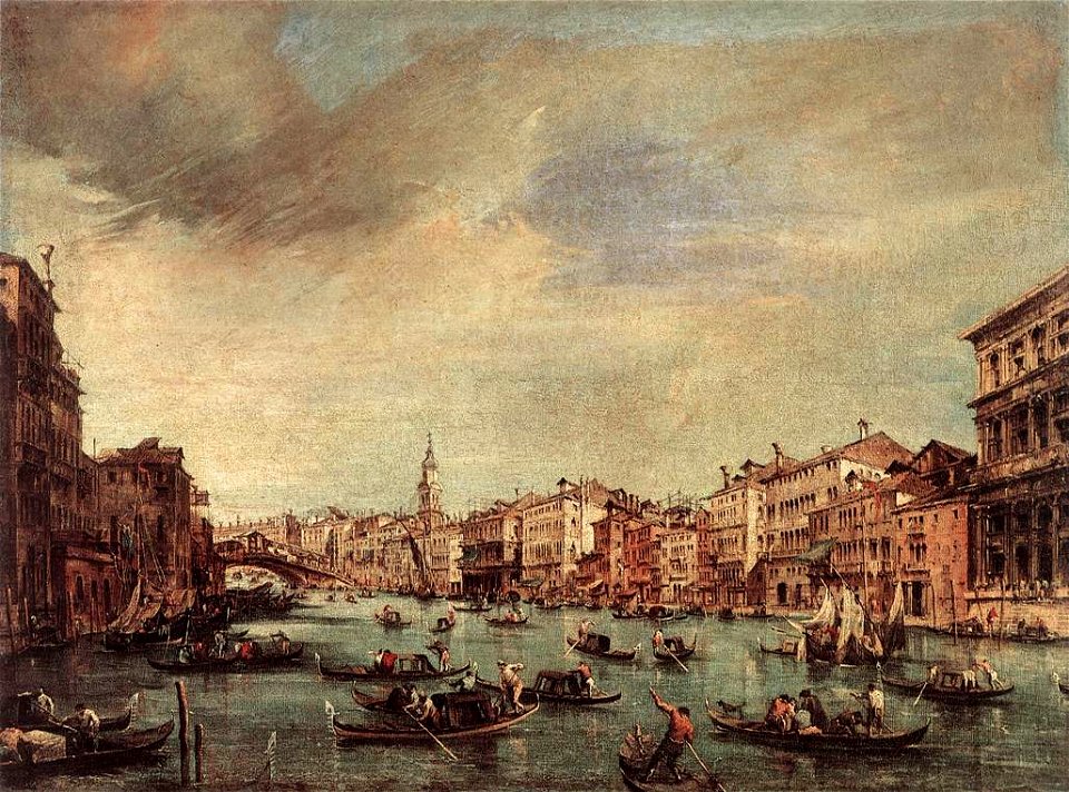 Francesco Guardi - The Grand Canal, Looking toward the Rialto Bridge - WGA10843