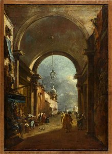 Francesco Guardi - Tordurchblick - HUW 10 - Bavarian State Painting Collections. Free illustration for personal and commercial use.