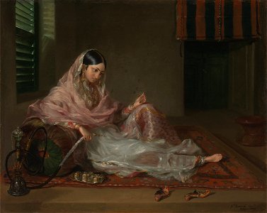 Francesco Renaldi - Muslim Lady Reclining - Google Art Project. Free illustration for personal and commercial use.
