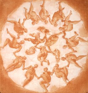 Francesco Primaticcio - Dance of the Hours and three putti with cornucopiae - Google Art Project. Free illustration for personal and commercial use.
