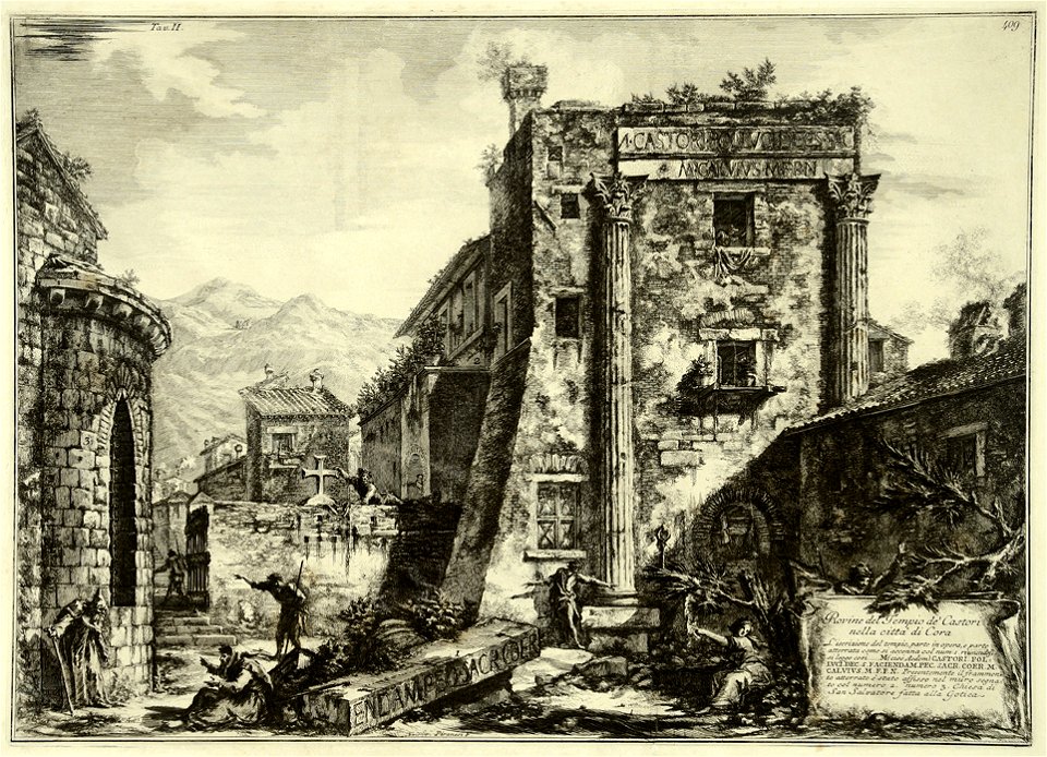 Francesco Piranesi - Ruínas do Templo de Castori, do álbum Antiguidades de Cora