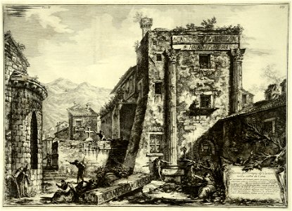 Francesco Piranesi - Ruínas do Templo de Castori, do álbum Antiguidades de Cora