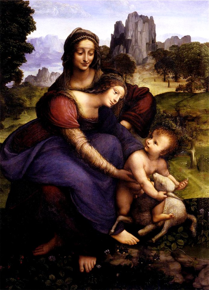 Francesco Melzi - St Anne with the Virgin and the Child Embracing a Lamb - WGA14796