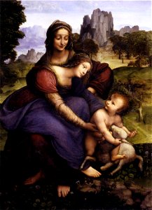 Francesco Melzi - St Anne with the Virgin and the Child Embracing a Lamb - WGA14796