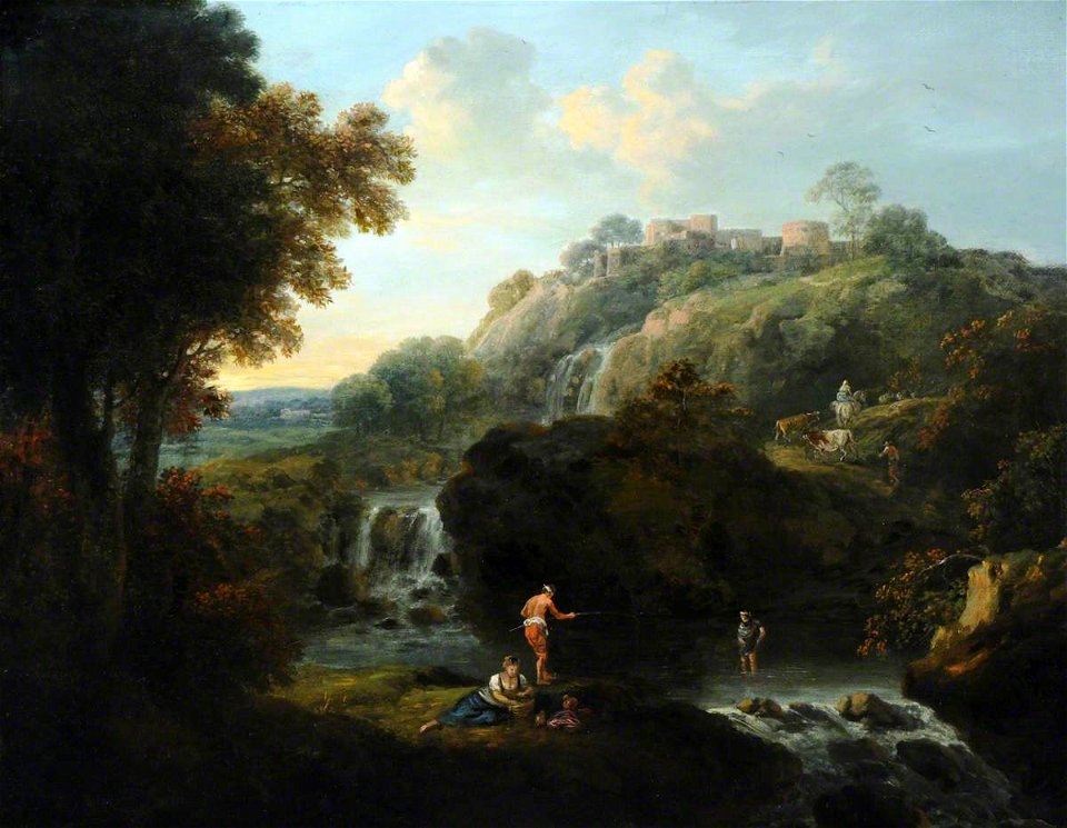 Francesco Zuccarelli (1702-1788) (style of) - Figure Fishing in a Rocky Landscape - 290280 - National Trust