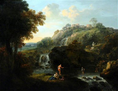 Francesco Zuccarelli (1702-1788) (style of) - Figure Fishing in a Rocky Landscape - 290280 - National Trust