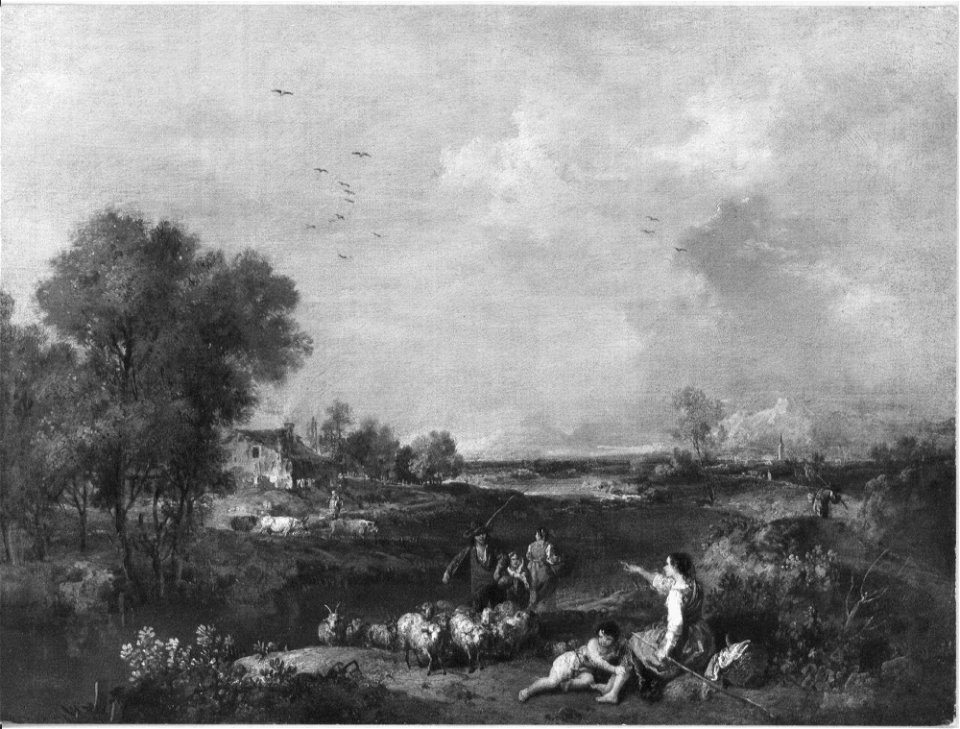 Francesco Zuccarelli (Pitigliano 1702-Florence 1788) - Landscape with a Shepherd and his Flock - RCIN 401271 - Royal Collection