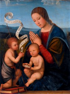 Virgin and Child with St John the Baptist, by Francesco Francia. Free illustration for personal and commercial use.