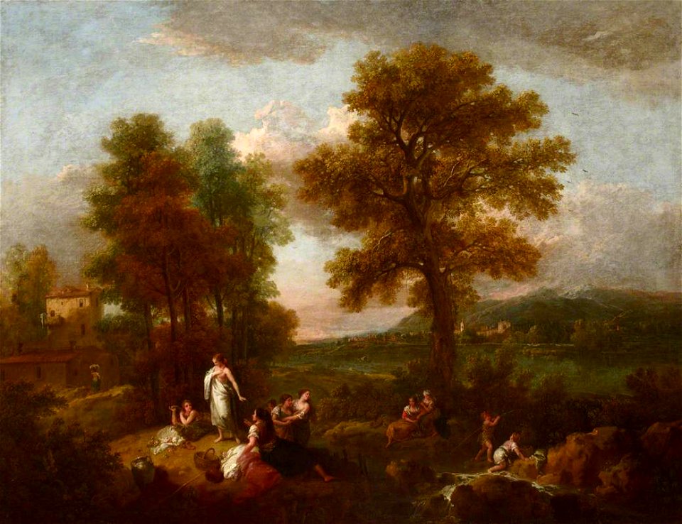 Francesco Zuccarelli (1702-1788) - An Italian Landscape with Children Fishing - 138299 - National Trust