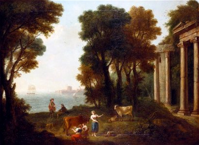 Francesco Zuccarelli (Pitigliano 1702-Florence 1788) - A Seashore with Classical Ruins, Figures and Cattle - RCIN 404101 - Royal Collection