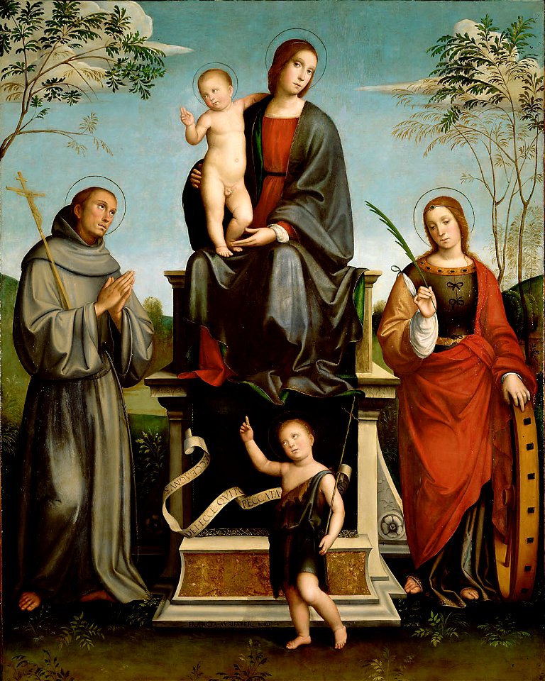 Francesco Raibolini, gen. Francia, , Kunsthistorisches Museum Wien, Gemäldegalerie - Maria mit Kind , den Hll. Franziskus, Katharina und dem Johannesknaben - GG 239 - Kunsthistorisches Museum