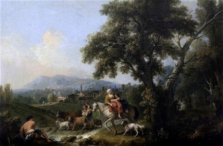 Francesco Zuccarelli (1702-1788) - A Classical Landscape with Peasants Fording a Stream - 1271035 - National Trust