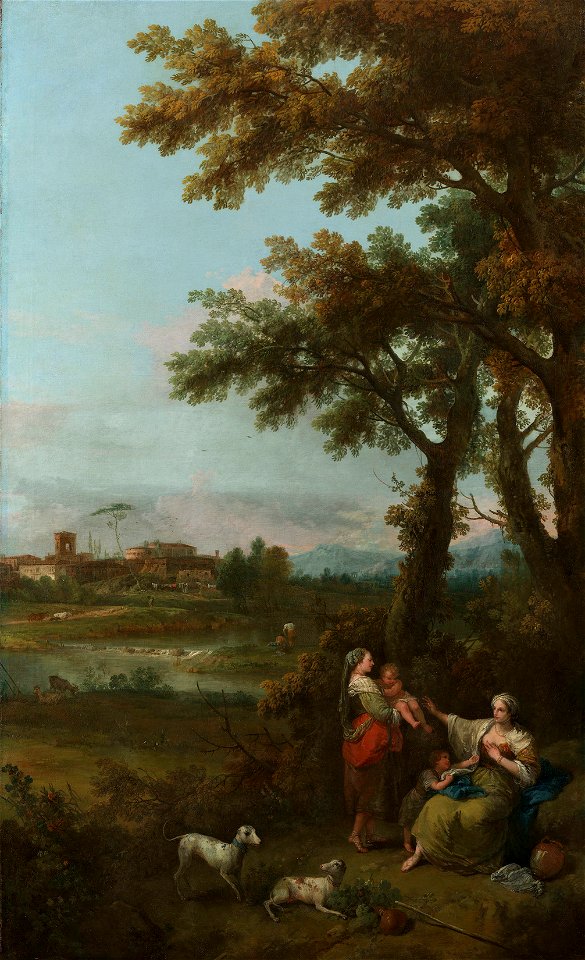 Francesco Zuccarelli (Pitigliano 1702-Florence 1788) - River Landscape with a Woman Giving another Woman a Child to Suckle - RCIN 404010 - Royal Collection
