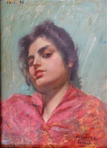 Francesco Paolo Diodati (1864–1940) Neapolitan woman on a green background, 1925