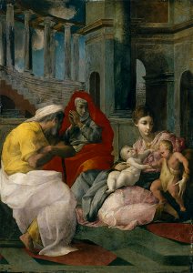 Francesco Primaticcio - The Holy Family with Sts Elisabeth and John the Baptist - WGA18410. Free illustration for personal and commercial use.