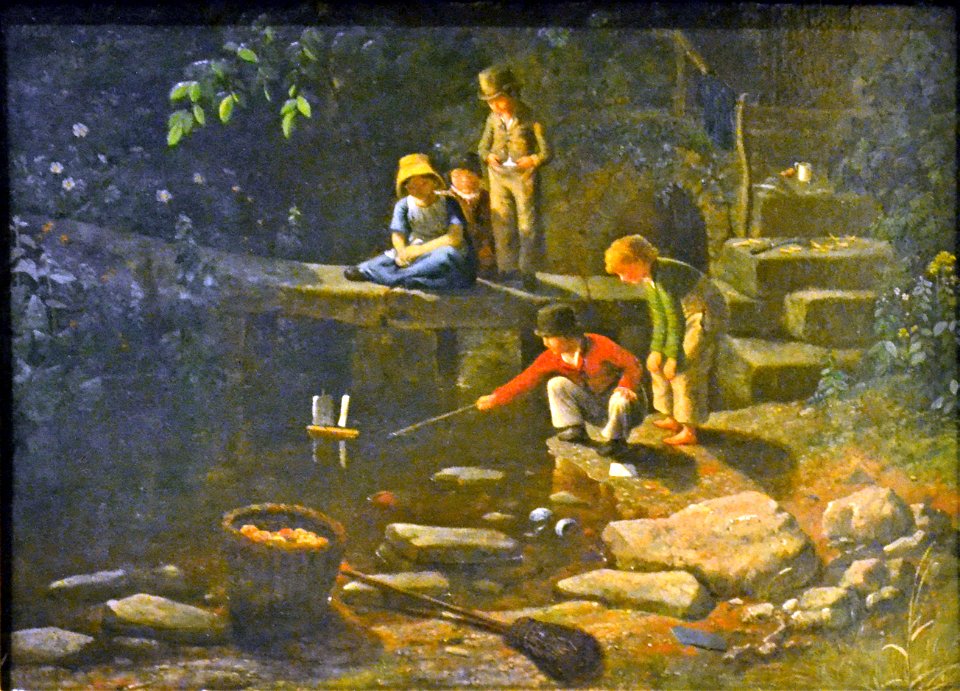 Francis Danby - Garçons faisant flotter un petit bateau (c 1822)