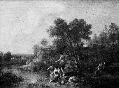 Francesco Zuccarelli (Pitigliano 1702-Florence 1788) - River Landscape with Peasants Fishing - RCIN 401270 - Royal Collection