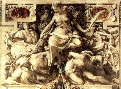Francesco salviati, allegoria della pace che brucia le armi