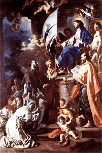 Francesco Solimena - St Bonaventura Receiving the Banner of St Sepulchre from the Madonna - WGA21620. Free illustration for personal and commercial use.