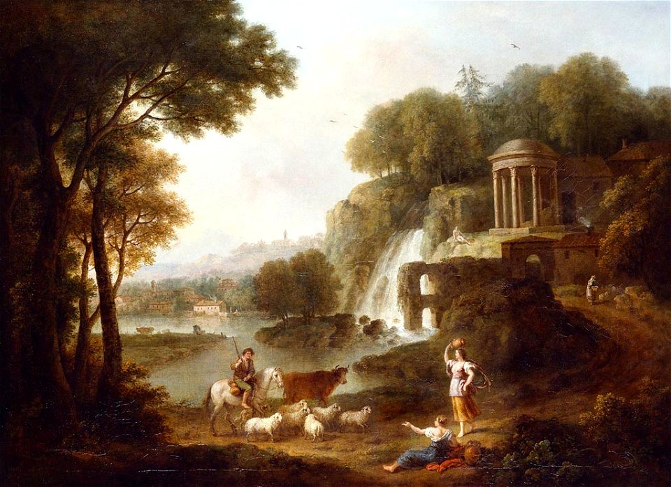 Francesco Zuccarelli (Pitigliano 1702-Florence 1788) - Landscape with a Temple and Cascade, Figures and Cattle - RCIN 404391 - Royal Collection