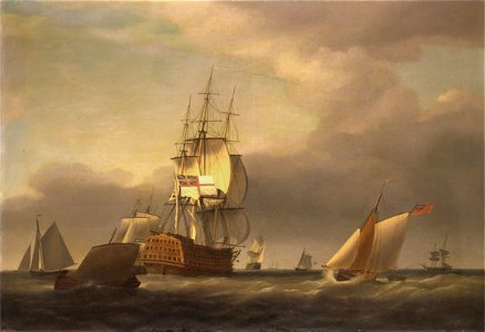 Francis Holman - A Seascape with Men-of-War and Small Craft - Google Art Project