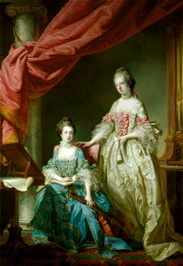 Francis Cotes (1726-70) - Princess Louisa and Princess Caroline - RCIN 404334 - Royal Collection. Free illustration for personal and commercial use.