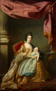 Francis Cotes (1726-70) - Queen Charlotte (1744-1818) with the Infant Princess Charlotte, Princess Royal (1766-1828) - RCIN 404396 - Royal Collection