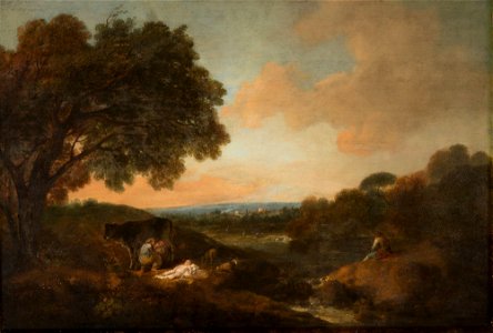 Francesco Zuccarelli (Pitigliano 1702-Florence 1788) - Landscape with a Sleeping Child and a Woman Milking a Cow - RCIN 401201 - Royal Collection