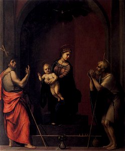 Franciabigio - Virgin and Child with Sts John the Baptist and Job - WGA08194