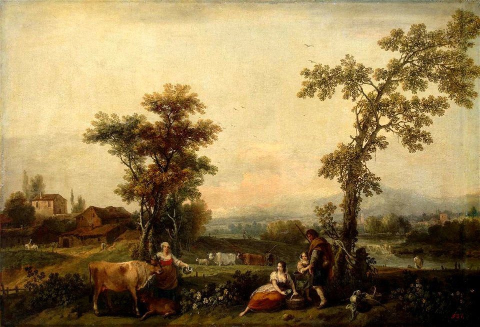 Francesco Zuccarelli - Landscape with a Woman Leading a Cow - WGA26013
