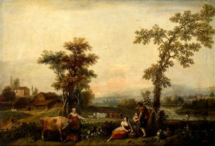 Francesco Zuccarelli - Landscape with a Woman Leading a Cow - WGA26013