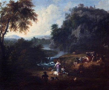 Francesco Zuccarelli (1702-1788) (style of) - Classical Landscape with Herdsfolk by a Stream - 1401267 - National Trust