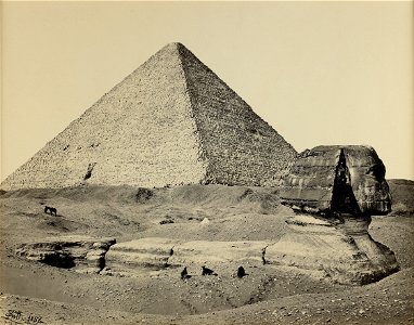 Francis Frith - The Great Pyramid and the Great Sphinx, Egypt - Google Art Project