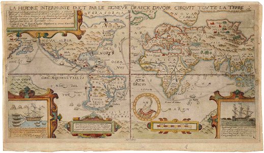 Francis Drake's journey 1577-1580, by unknown c1590