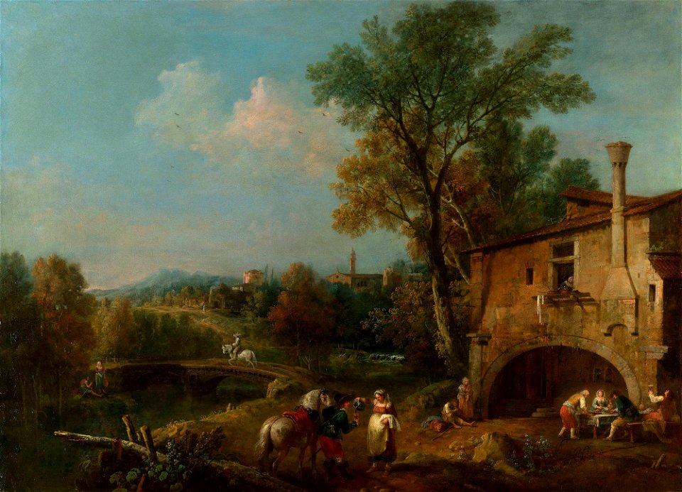 Francesco Zuccarelli (Pitigliano 1702-Florence 1788) - Landscape with a Wayside Tavern - RCIN 403531 - Royal Collection