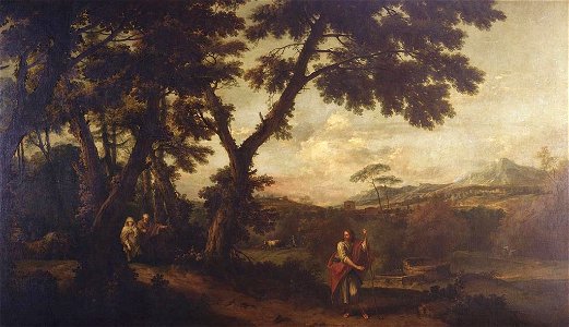 Francesco Zuccarelli (Pitigliano 1702-Florence 1788) - Wooded Landscape with the Meeting of Isaac and Rebecca - RCIN 401454 - Royal Collection