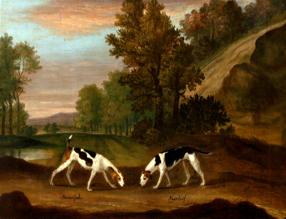 Francis Sartorius I (1734-1804) - 'Mindful' and 'Mischief', a Pair of Hounds - 353113 - National Trust