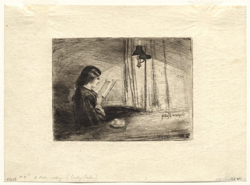 Francis Seymour Haden (British, 1818-1910) - A Lady Reading - 1947.391 - Cleveland Museum of Art