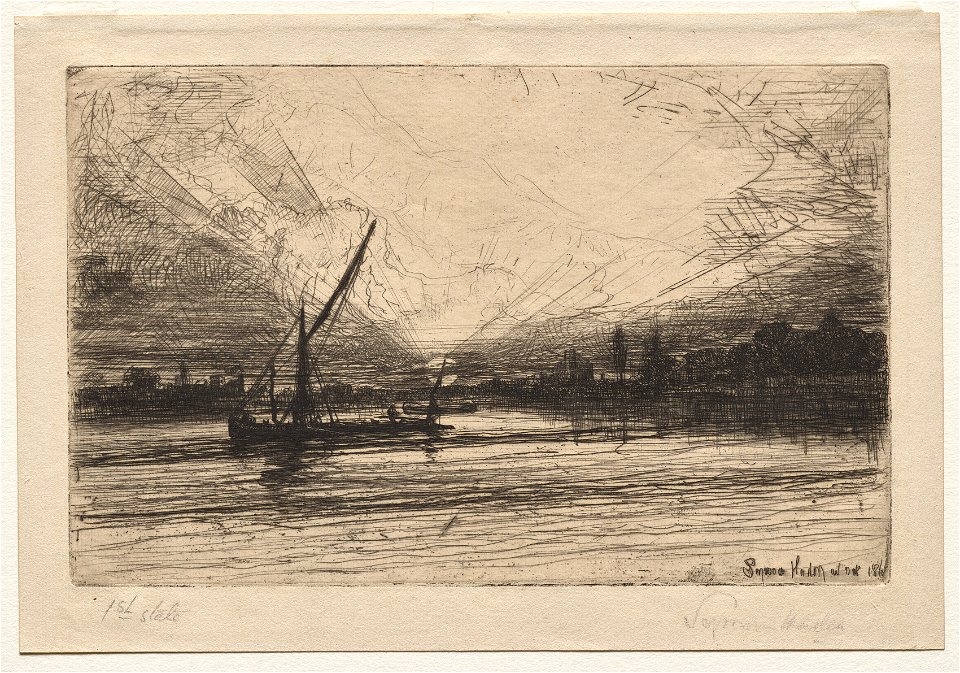 Francis Seymour Haden (British, 1818-1910) - Sunset on the Thames - 1946.328 - Cleveland Museum of Art