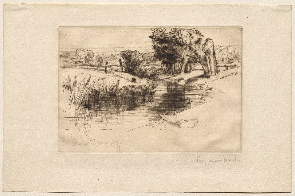 Francis Seymour Haden (British, 1818-1910) - A Backwater - 1946.339 - Cleveland Museum of Art