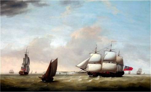 Francis Holman - 'Revenge' on the open sea off the coast of Dover. Free illustration for personal and commercial use.