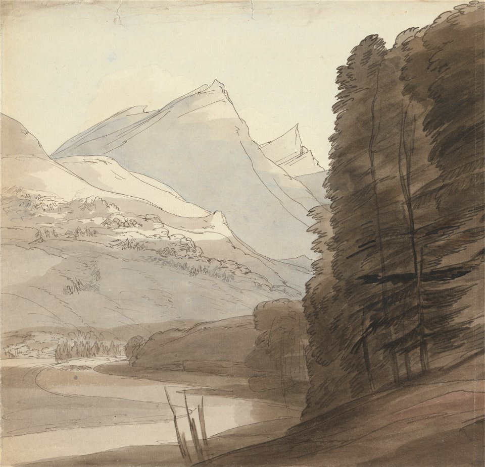 Francis Towne - On the Side of the Rhine near the Source, Light Coming from the Right - Google Art Project