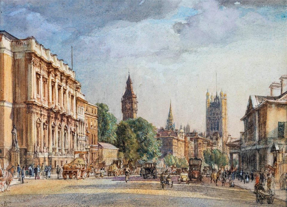 Francis Dodd - Dodd-98279 - Whitehall and the Palace of Westminster