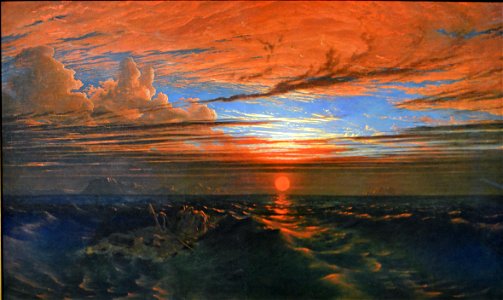Francis Danby - Coucher de soleil sur le mer après une tempête (1824). Free illustration for personal and commercial use.
